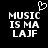 Black background with white pixelated text reading "MUSIC IS MA LAJF" and a small heart symbol above the text on the left side.