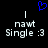 Blue pixelated heart symbol above two identical white text blocks reading 'nawt Single :3' on black background.