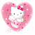 Static pixel art icon of Hello Kitty inside a pink heart-shaped frame with sparkles and dithering effects.