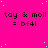 A static image with a bright pink background featuring white speckles and repeated text "tay & moll = bf4l" in black pixelated font.