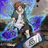 Pixelated static image of a character with brown hair, green jacket, white shirt, and dark pants standing against a blue and purple background.