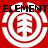 Red background with black text "ELEMENT" above a white circular emblem containing red stylized symbols.
