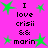 Bright pink background with green star shapes and black text reading "I love crisii && marin" arranged in a pattern