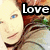 A four- shows a person with light skin, blue eyes, and reddish-brown hair; text overlays read Love, the, Earth in black-and-white lettering