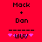 Red background with black text 'Mack + Don' above a dashed line, followed by pink stars and the word 'wuv' in pixelated font.