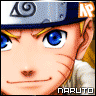 Naruto character with blue eyes and whisker marks, wearing a silver headband with spiral symbol, displayed in animated sequence showing eye transformation.