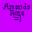 Purple background with dark purple text 'Amanda Rose' and three horizontal lines below, featuring a light purple bar that shifts position across frames.
