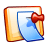 Pixelated icon shows a golden-brown book with red trim, open to reveal blue pages and a red ribbon bookmark.