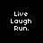 Pixelated text phrases in white on black background with gray rectangle, including "Live Laugh Run.", "XC '07", "CAL'S CHAMPS!", "CASEY BUNNIES :)" and "LOVE".