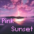 Pixelated image of a pink and purple sunset over water with text reading 'Pink Sunset' in pixel font.