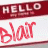 Animated contact sheet showing two frames of a buddy icon with 'HELLO' text above and 'Blast' in red script below on white background.