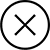 Black X symbol inside a thick black circular border on a white background, rendered in pixelated style.