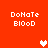 Red background with white pixelated text 'DoNaTe BLOOD' repeated four times and three heart symbols in different positions.