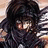 A pixelated contact sheet showing two frames of an animated icon featuring a character with long dark hair and a black scarf, alongside text reading "Anime IM" on the right side.