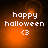 Four identical display 'happy halloween' text with a heart symbol over an orange gradient background with subtle light effects