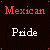 Static pixel art displays 'Mexican Pride' text in red, white, and green across a dark background with dotted corner markers.