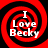 Four identical red and black spiral patterns with white text reading "I Love Becky" arranged in a