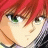 Pixelated close-up of a character with red hair and green eyes, wearing a dark jacket with a light collar, static image with no visible text or motion.