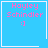 Four identical blue square with pink text 'Hayley Schindler :]' and a smiley face, each has distinct corner decorations