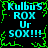 Pixelated cyan text on black background with green jagged border, repeated four times in a