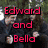 Six distinct character pairings from Twilight with overlaid text labels in various colors, arranged in a
