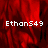 Red and black abstract background with white text 'Ethan549' in pixelated font across three sections of a