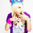 Pixelated figure with light skin, brown hair, and blue-tinted hair streaks wearing a white shirt under purple sleeves holding an object.