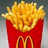 Pixelated image of a red container filled with golden fries, next to bold red text on yellow background reading "IM SO FRY".