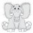 Pixelated grayscale elephant icon with large ears, two white tusks, and four legs, rendered in a low-resolution style.