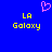 Blue background with yellow text 'LA Galaxy' on both sides and a pink pixelated heart above center.