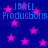 Blue background with pink stars and repeated blue text reading "JAMEL Productions" in pixelated font.