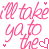 Pixelated pink text and heart symbols on a white background with visible dithering and anti-aliasing effects.