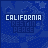 Blue pixelated with 'CALIFORNIA' text at top, 'REST IN PEACE' below, and animated heart/arrow symbols changing across frames