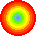 Four of circular rainbow gradient patterns with varying center colors on a gray background