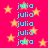 A static image with a bright pink background filled with yellow stars and repeated cyan text reading 'julio' in vertical