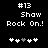 #13 Shaw Rock On! icon with five heart symbols; two versions show different central heart coloration.