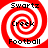 Four identical red and white spiral patterns with black text reading Swartz Creek Football arranged in a