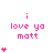 Pink pixelated text "i love ya matt" on white background with varying heart counts and positions across observations.