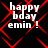 Black background with red diamond-shaped pattern and white text reading 'happy bday emin !' in four identical quadrants