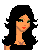 Pixel art contact sheet showing multiple frames of a female character in black attire with visible belly and leg details, alongside text elements reading "Cute n Asian" on different backgrounds.