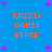 Blue background with orange text and pink star shapes, repeated in a pattern