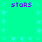 Pixelated purple text 'stars' appears four times on a bright green background with scattered light blue squares.