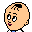 Pixelated cartoon character with peach skin, black hair, and blue shirt showing two eye expressions side-by-side.