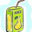 Green juice box with pear illustration and straw, surrounded by pixelated text reading 'put that in your juicebox && SUCK IT' on black background.