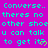A static image with cyan text on a bright purple background repeating phrases and small heart symbols.