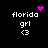 Four pixelated buddy icons display 'florida grl <3' text with varying pink pixel art symbols above the text on a black background.