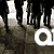 A black-and-white animated contact sheet of silhouetted figures walking, with fragmented white text overlaying the image.
