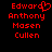 Red pixelated text on black background with heart symbol replacing 'd' in 'Edward' on left side.