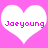 Two white heart shapes on a pink background, each containing the text "Joeyoung" in pixelated magenta letters.