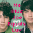 Pixelated image of two people with dark hair against a green background, overlaid with pink text reading "Me Plus Joe Equals Luv" and a white heart symbol.